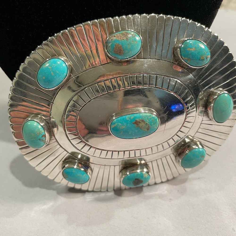 Silver and Turquoise Belt Buckle - Picture 4 of 4